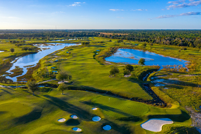 The Grove XXIII, Hole 17 Aerial View, Bobby Weed Golf Design