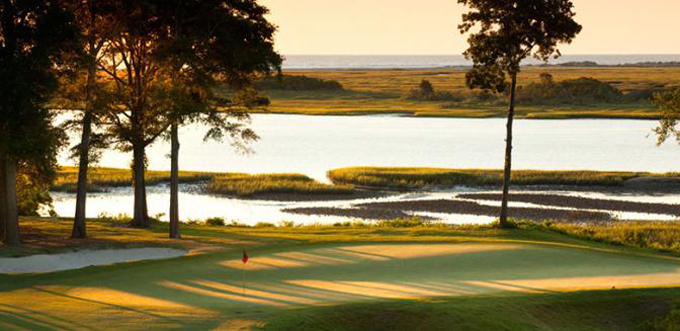 Sunset at Country Club of Landfall, Dye Course, Wilmington, NC, designed by Pete Dye, P.B. Dye and Bobby Weed