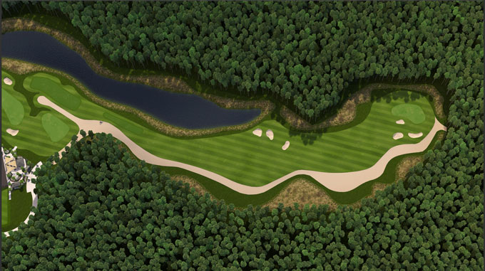Stillwater Golf Club, Hole 1 Aerial View, Lennar Homes, Bobby Weed Golf Design
